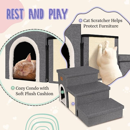 downluxe Dog Stairs for Small Dogs (3-Step Pet