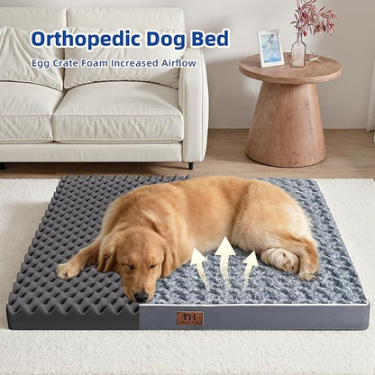 WESTERN HOME WH Orthopedic Medium Dog Bed for Medium Dogs, Dog Beds Large Sized Dog with Soft Rose Plush Removable Washable Cover, Egg Crate Foam Support and Non-Slip Bottom, Waterproof Pet Bed Mat