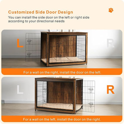 DWANTON Dog Crate Furniture with Cushion 43.3" L,