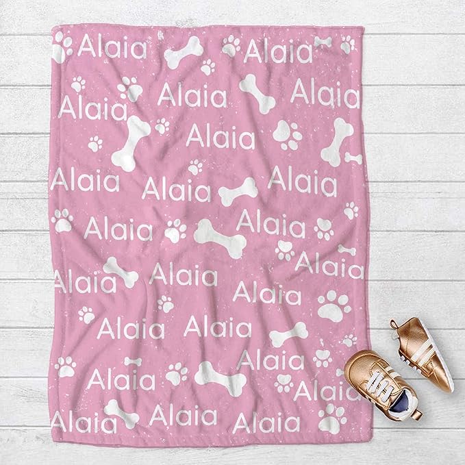 Personalized Dog Blankets Dog Paw Print Blanket Puppy Blanket 40"x30" for