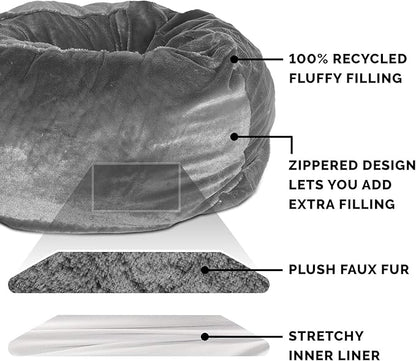 Furhaven Soft & Cozy Dog Bed for Large/Medium Dogs 55 lbs 23.6"L x 23.6"W x 23.6"Th
