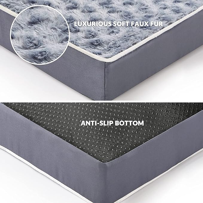 Figopage Orthopedic Memory Foam Dog Bed for Large Dogs (XXXL(50"x36"x3.5"), Grey)