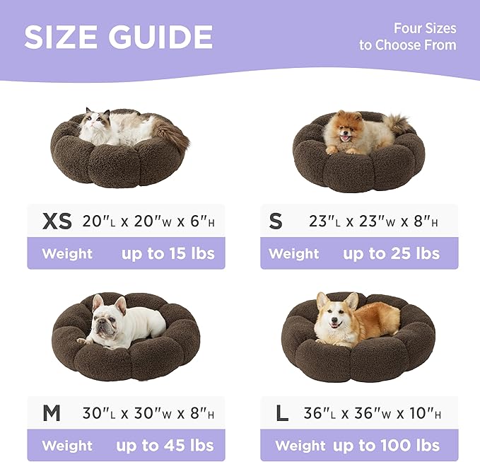 Lesure Calming Small Dog Bed 25 lbs, 23"