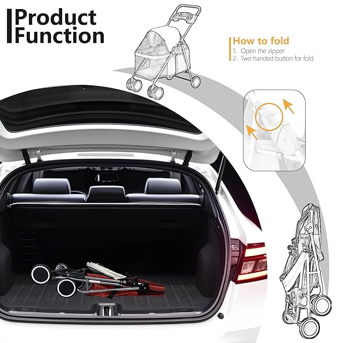 Puppy Small Dog Stroller 33lbs (Red)