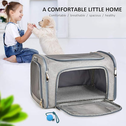 Henkelion Cat, Dog Carrier for Small Medium Cats Puppies up to 15 Lbs, TSA Airline Approved Carrier Soft Sided, Collapsible Travel Puppy Carrier - Grey