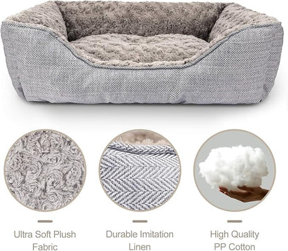 FURTIME Dog Bed for Large Medium Small Dogs Soft Washable Pet Bed Orthopedic Dog Sofa Bed Breathable Rectangle Sleeping Bed Anti-Slip Bottom(35''
