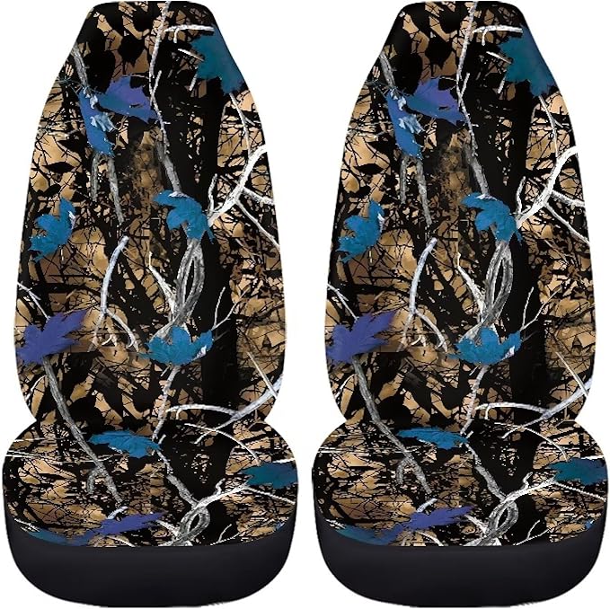 Blue Camo Hunting Seat Covers for Cars Front Seat