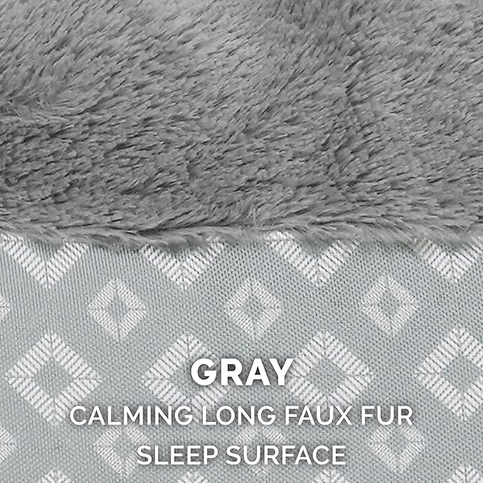 Furhaven Replacement Donut Dog Bed Cover Plush & Diamond Print Calming Cuddler, Machine Washable - Gray, Medium