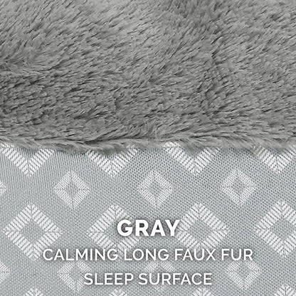 Furhaven Replacement Donut Dog Bed Cover Plush & Diamond Print Calming Cuddler, Machine Washable - Gray, Medium