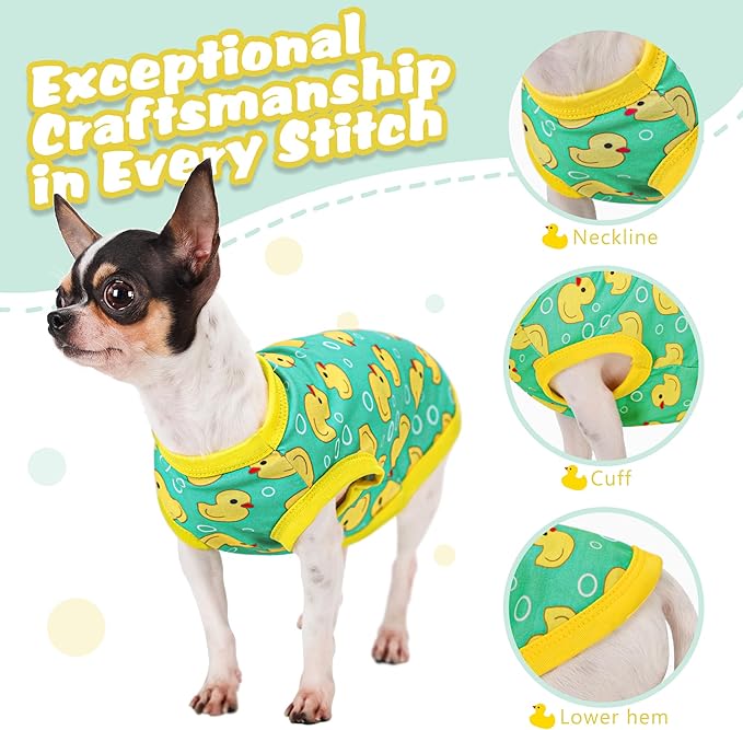 Adorable Yellow Duck Dog Shirt: Lightweight Polyester Cartoon Puppy Vest, Small Medium & Large Dog T-Shirt, Summer Pet Clothes, Cute Dog Apparel, Breathable Dog Tank Top S