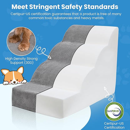 PAWSCRAT Dog Stairs 4 Steps 19.6 inch 30D Foam