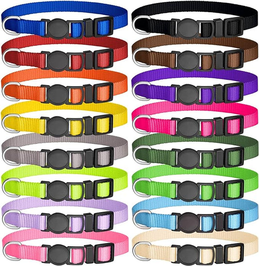 16 PCS Puppy Collars, Safety Buckle Collars for Litter Nylon Adjustable Small Puppies, Breakaway ID Whelping Pet Supplies,Stuff,Accessories(S)