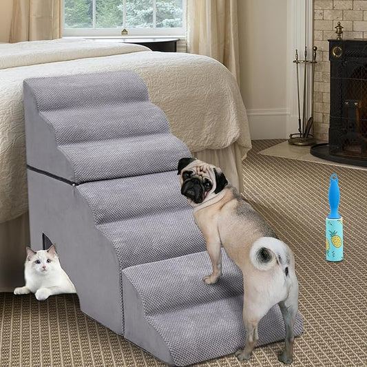 Dog Stairs for Small Dogs High Beds 32-36" H Grey/34 H