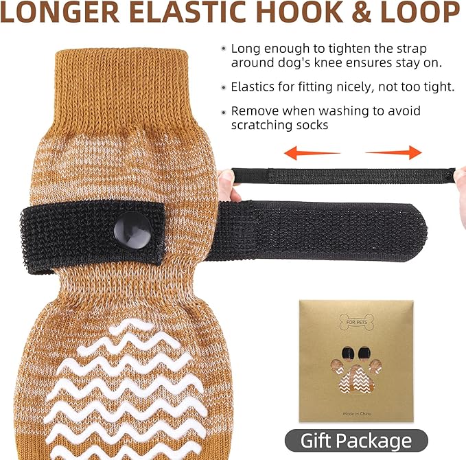 PUPTECK Anti Slip Dog Socks 2 Pairs with Double Grippers for Hardwood Floors