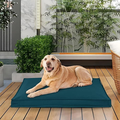 Dog Bed Cover, Waterproof Dog Bed Replacement Cover with Zipper, Oxford Removable Pet Bed Mattress Protector for Outdoor Use, 44Lx32Wx3H in, Bed Cover Only, Cyan