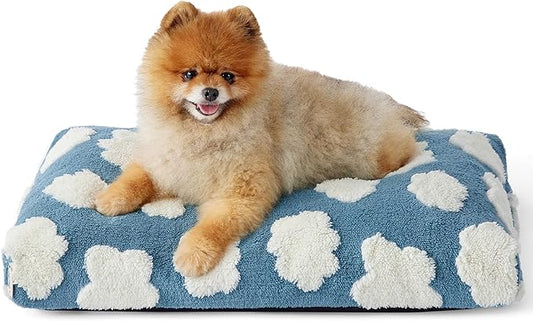 Lesure Small Dog Beds-Thick Shredded Chopped Foam Pet Bed Bottom(24'x16', Blue)