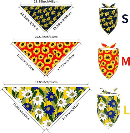 10PCS Dog Bandanas Floral Spring Flowers for Medium Breed Dog Pink Purple Yellow Pattern Kerchief Triangle Bibs Head Scarves for Boys and Girls Grooming Accessories Costume