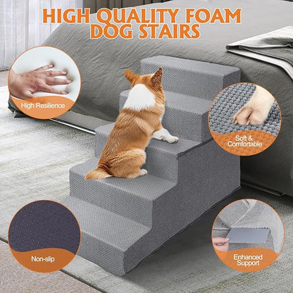 Topmart Dog Stairs for Small Dogs 5-Step,22.5" H,