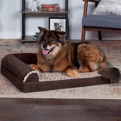 Furhaven Memory Foam Dog Bed for Large/Medium Dogs w/ Removable Bolsters & Washable Cover 55 lbs
