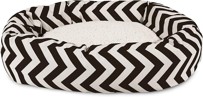 52 inch Black Chevron Sherpa Bagel Dog Bed