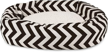 24 inch Black Chevron Sherpa Bagel Dog Bed