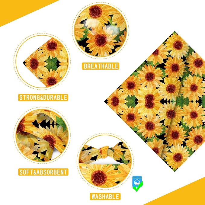 Sunflower with Leaves Dog Bandana Washable Pets Scarf Triangle Adjustable Handkerchief