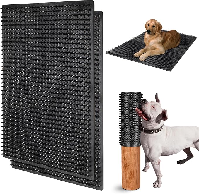 2 PCS Soft Itch Relief Dog Mat, Dog Bed for Back Scratcher and Massager, 21.65'' x 19.69'', Gentle Scratching Post Pad, Fit for Sofa, Dog Bed, Wooden Stake, Wall, etc (X-Large)