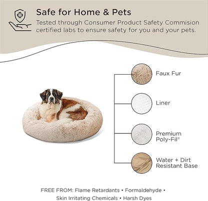 Best Friends by Sheri The Original Calming Donut Cat and Dog Bed in Shag Fur Taupe 45"