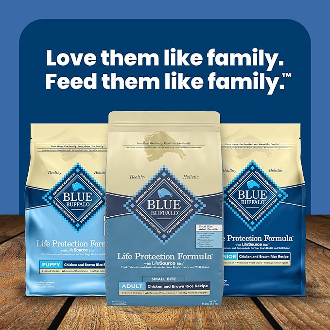 Blue Buffalo Life Protection Formula Adult Small Bite Dry Dog Food, Helps Build and Maintain Strong Muscles, Made with Natural Ingredients, Chicken & Brown Rice Recipe, 15-lb. Bag