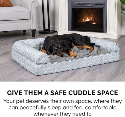 Furhaven Cozy Memory Foam Dog Bed for Large Dogs w/ Removable Bolsters & Washable Cover 95 lbs