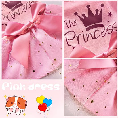 Idepet Princess Dog Dress Tulle Puppy Skirt Pet Apparel Dog Tutu with Bowknot