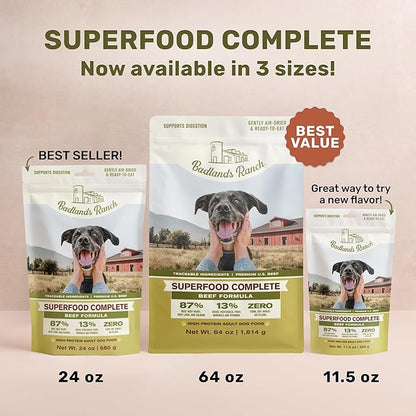 by Katherine Heigl- Superfood Complete, Air-Dried Adult Dog Food - High Protein, Zero Fillers, Superfood Nutrition (11.5 oz., Premium Beef)