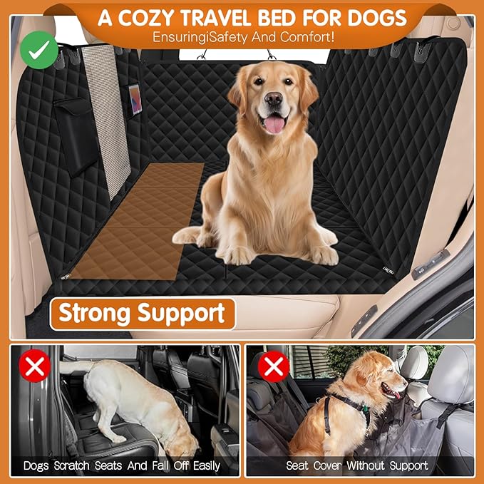 Dog Car Seat Cover for Back Seat with Strong Hard Bottom