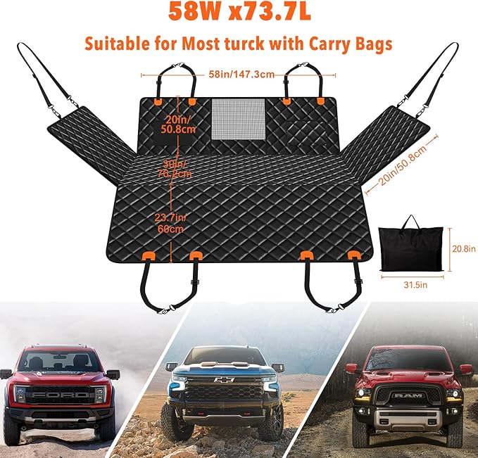 Dog Seat Cover for Trucks F150, RAM1500,Silverado,GMC