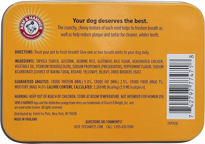 Arm & Hammer for Pets Dental Mints for Dogs, Fresh Breath | Get Fresh Doggie Breath Without Brushing, Way to Fresher Dog Breath | Chicken Flavor, 40 Count (Packaging may vary)