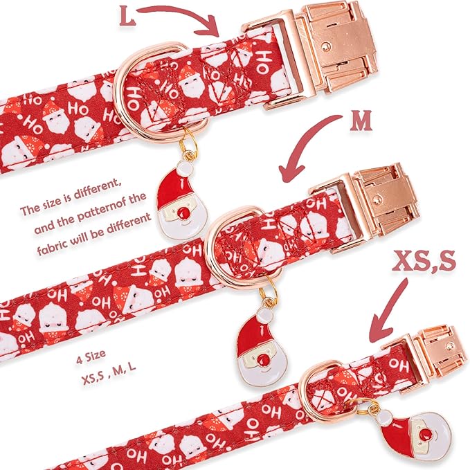 Faygarsle Red Dog Collar Christmas Design with Bow
