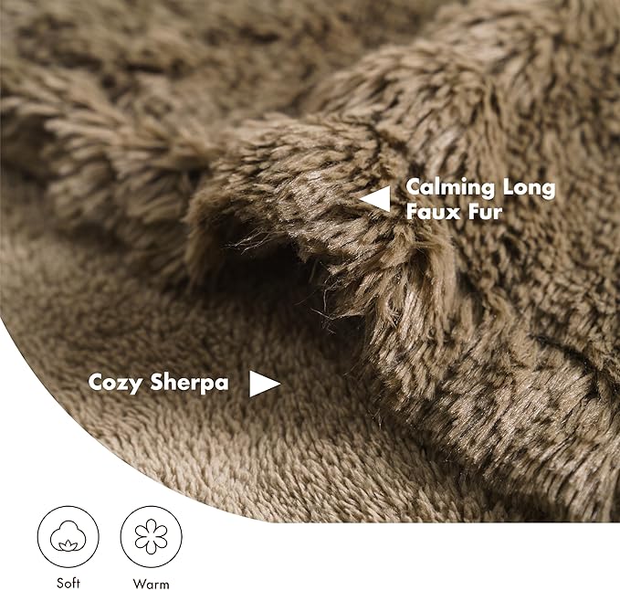 gogobunny Waterproof Plush Long Faux Fur Pet Throw Blanket Ultra Soft Fluffy Bed Couch Cover Washable (40x50 Inch 1), Stone)