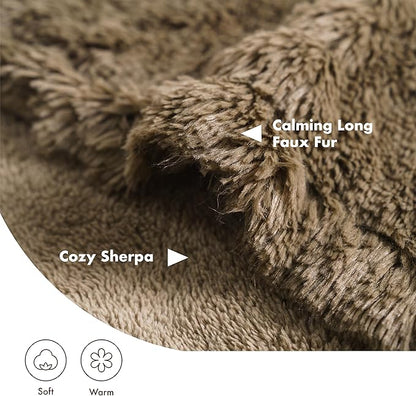 gogobunny Waterproof Plush Long Faux Fur Pet Throw Blanket Ultra Soft Fluffy Bed Couch Cover Washable (40x50 Inch 1), Stone)