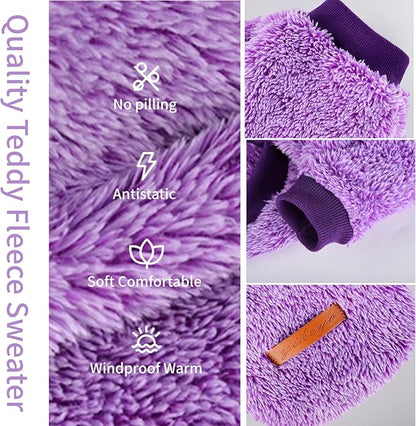 Dog Sweaters for Small Dogs Girl Boy Winter Puppy Sweater Clothes Fleece Warm Pet Outfit for Chihuahua Yorkie Teacup Cute Plain Cold Weather Dog Coat Cat Apparel Clothing (X-Small