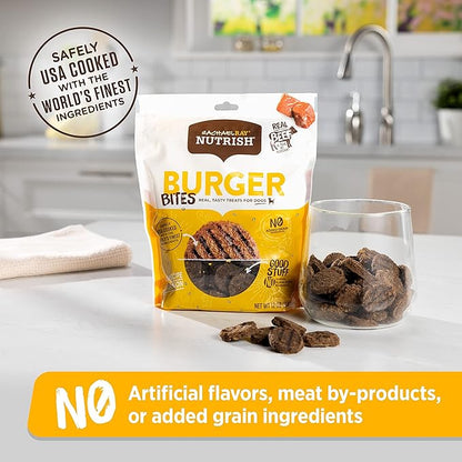 Rachael Ray Nutrish Burger Bites Real Meat Dog Treats, Beef Burger with Bison Recipe, 12 Ounces, Grain Free