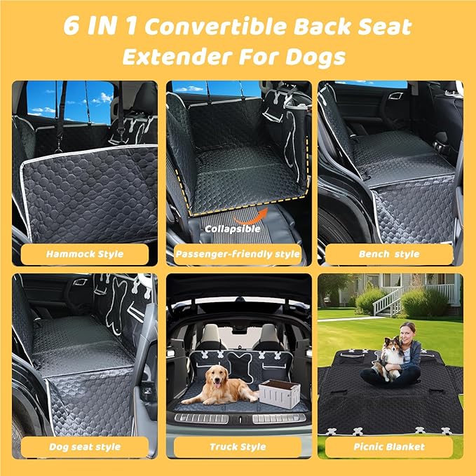 Back Seat Extender for Dogs Window,600D Anti-Scracth 53W*65.7L Inch)