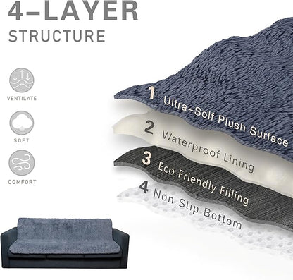 Waterproof Dog Bed Cover, Soft Plush Pet Blanket with Anti-Slip Back for Bed Couch Sofa, Furniture Protector for Small, Medium and Large Dogs and Cats (Noble Grey, 52"x82")