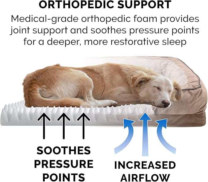 Furhaven Orthopedic Dog Bed for Large Dogs w/ Removable Bolsters & Washable Cover 95 lbs
