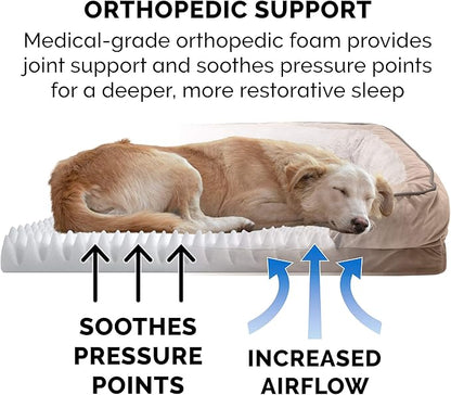 Furhaven Orthopedic Dog Bed for Large/Medium Dogs w/ Removable Bolsters & Washable Cover 55 lbs