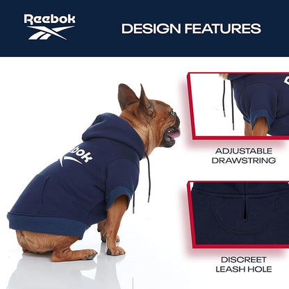 Reebok Dog Hoodie – Fleece Dog Sweater with Leash Hole