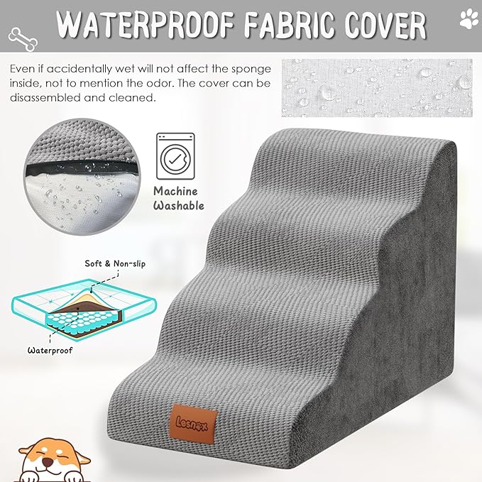 Dog Stairs for Bed 4 Step, 30D Foam 20.1" H