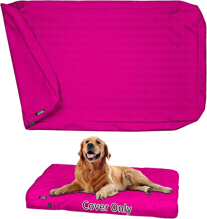 Dog Bed Cover Replacement Washable, Waterproof Large Pet Canvas Dog Crate Kennel Removable Covers with Zipper, 40x27x4 Inches(Pink)