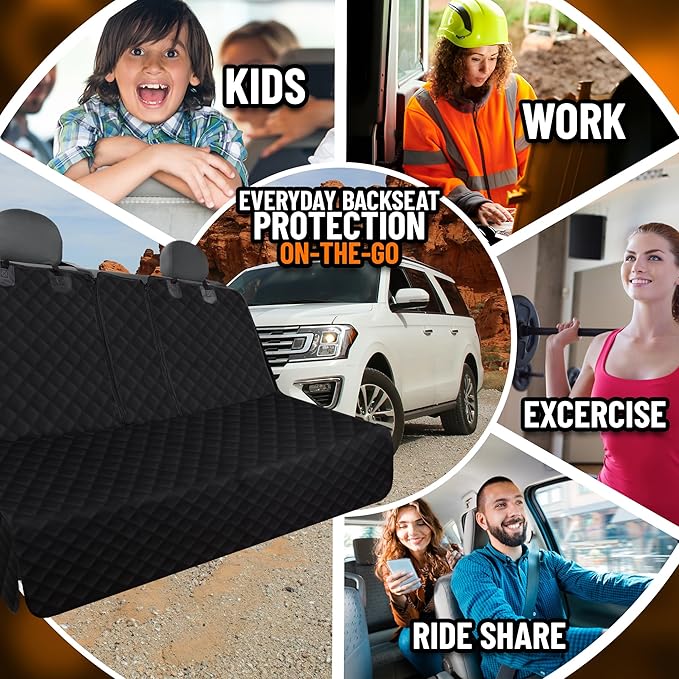 Back Seat Cover for Dogs and Kids 600d Fabric