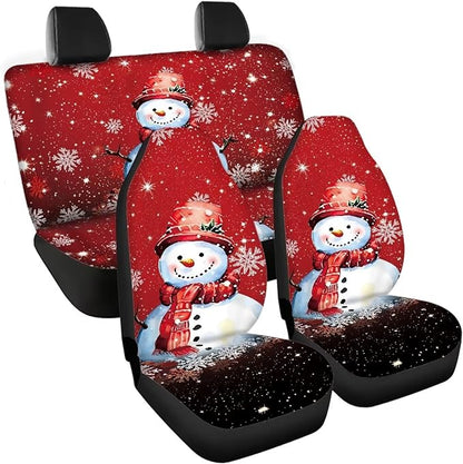 Merry Christmas Snowman Universal Car Seat Covers Full
