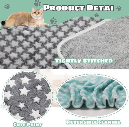 1 Pack 3 Dog Blankets Super Soft Puppy Blankets Warm Sleep Mat Star Print Blanket Fluffy Fleece Pet Blanket Flannel Throw Blankets for Small Dogs Puppy Dogs Fluffy Cats Star-Large(40"x30")